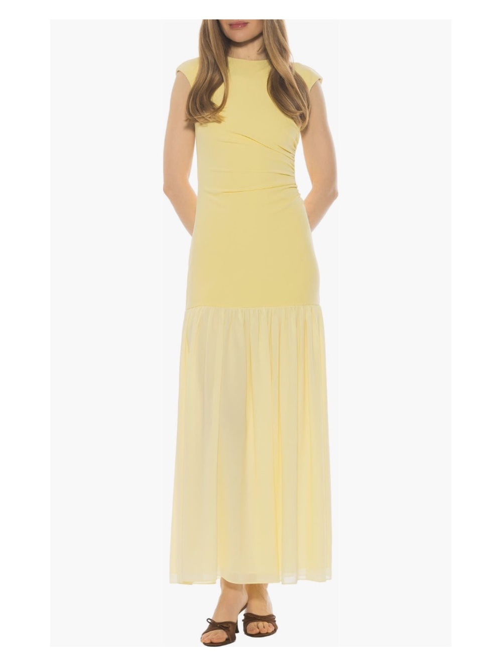 Alexia Admor Caelen Cap Sleeve Drop Waist Maxi Dress